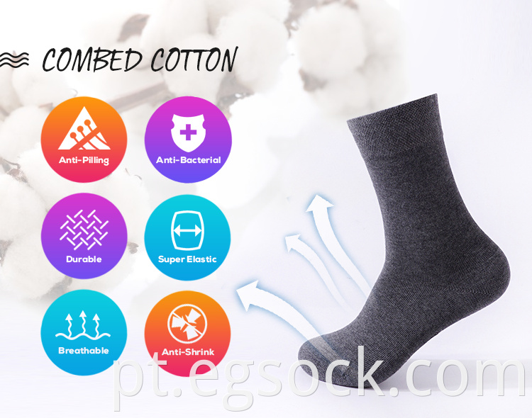 Men Plain Crew 98% Cotton Socks